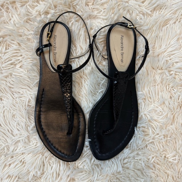 alexandre birman snake skin black T-strap sandals size 38.5 or 9 leather - Picture 2 of 12
